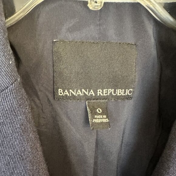 Banana Republic Womens Wool Blend Navy Blazer Size 0 One Button - Picture 2 of 11